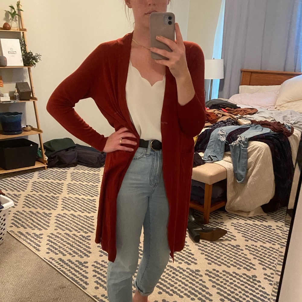 Long Linen Blend Cardigan